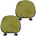 Yellow And Black Check Pattern Print Car Headrest Covers