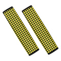 Yellow And Black Check Pattern Print Car Seat Belt Covers