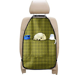 Yellow And Black Check Pattern Print Car Seat Organizers