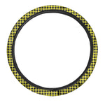 Yellow And Black Check Pattern Print Car Steering Wheel Cover
