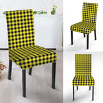 Yellow And Black Check Pattern Print Dining Chair Slipcover