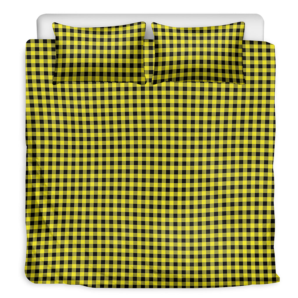 Yellow And Black Check Pattern Print Duvet Cover Bedding Set