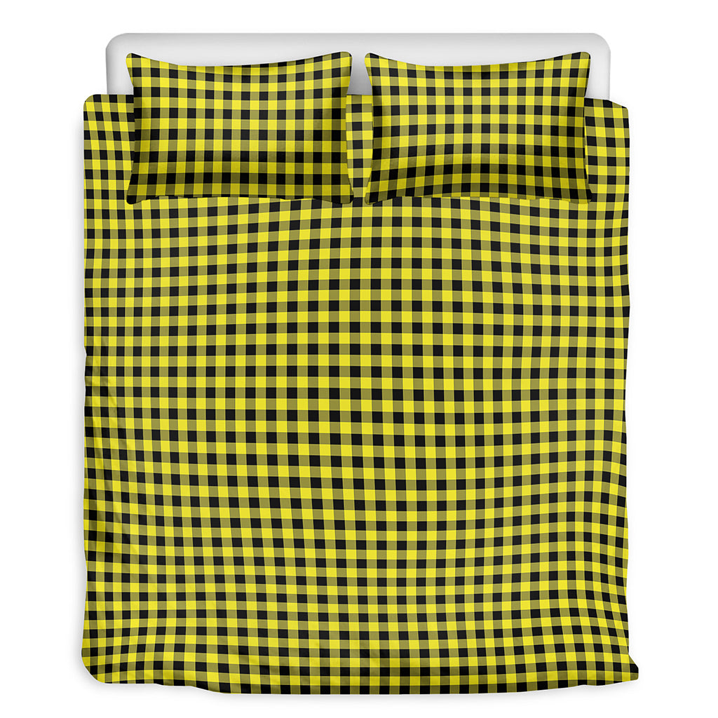 Yellow And Black Check Pattern Print Duvet Cover Bedding Set