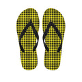 Yellow And Black Check Pattern Print Flip Flops
