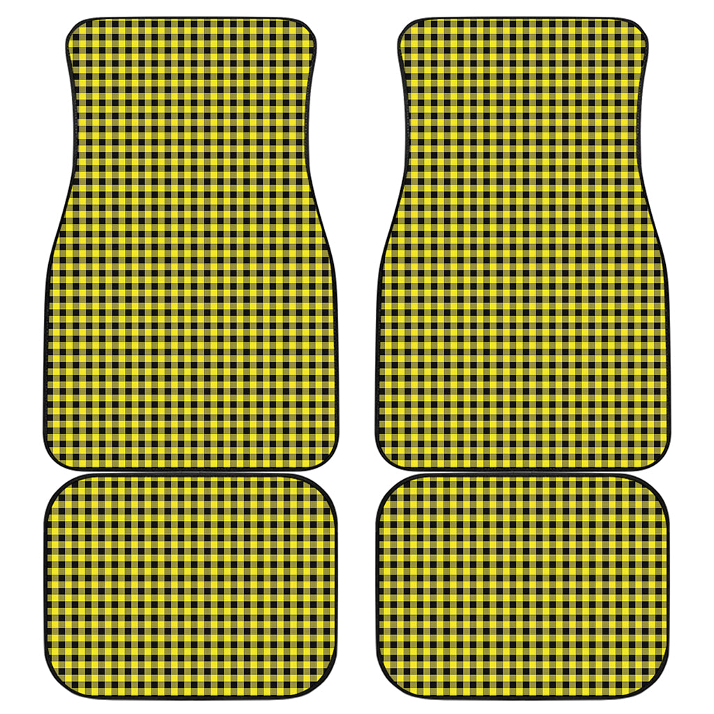 Yellow And Black Check Pattern Print Front and Back Car Floor Mats