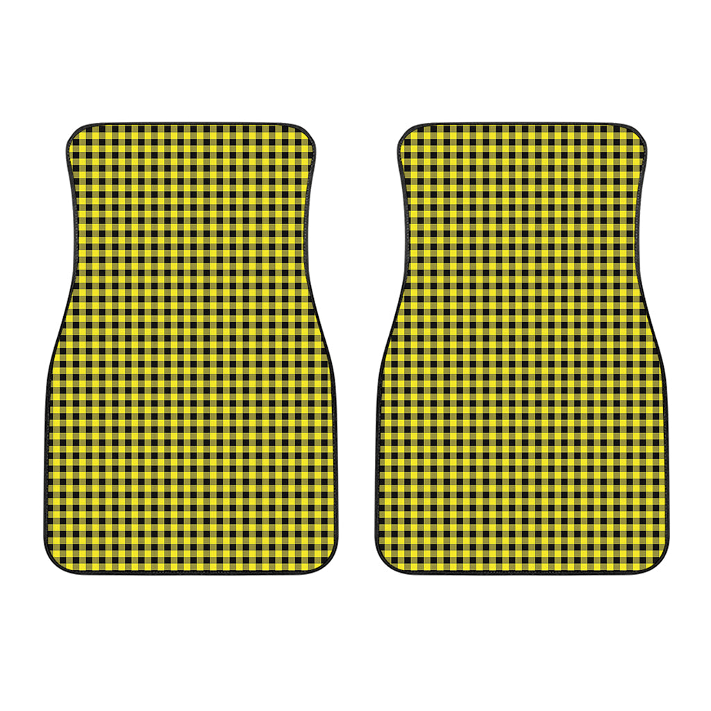 Yellow And Black Check Pattern Print Front Car Floor Mats