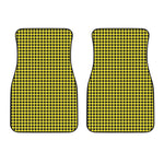 Yellow And Black Check Pattern Print Front Car Floor Mats
