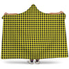 Yellow And Black Check Pattern Print Hooded Blanket