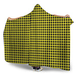 Yellow And Black Check Pattern Print Hooded Blanket