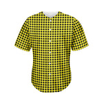 Yellow And Black Check Pattern Print Men's Baseball Jersey