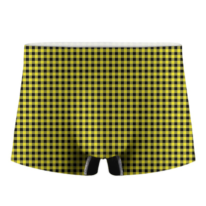 Yellow And Black Check Pattern Print Men's Boxer Briefs