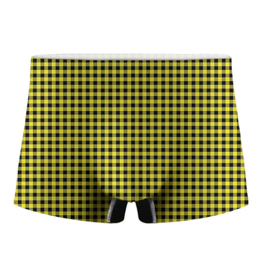 Yellow And Black Check Pattern Print Men's Boxer Briefs