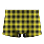 Yellow And Black Check Pattern Print Men's Boxer Briefs