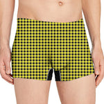 Yellow And Black Check Pattern Print Men's Boxer Briefs