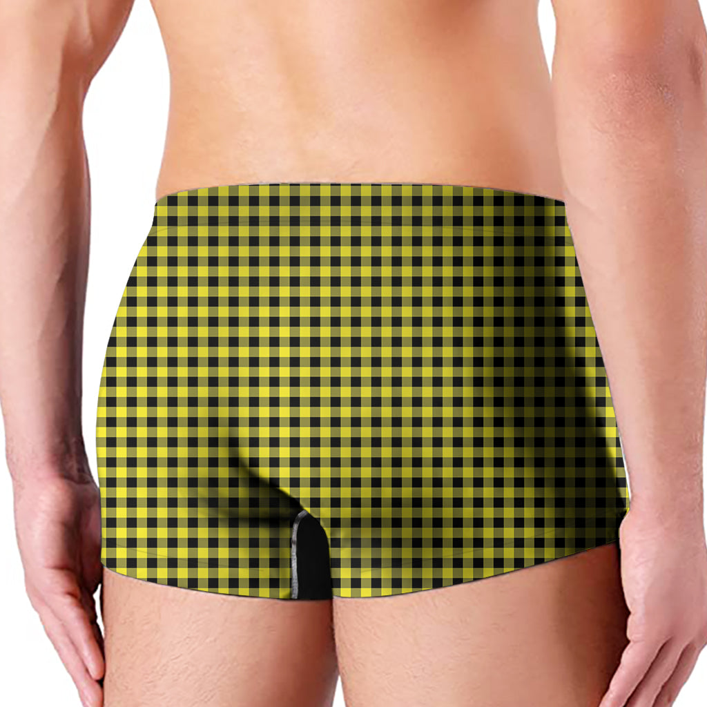 Yellow And Black Check Pattern Print Men's Boxer Briefs