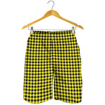 Yellow And Black Check Pattern Print Men's Shorts