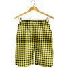 Yellow And Black Check Pattern Print Men's Shorts