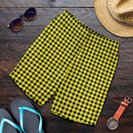 Yellow And Black Check Pattern Print Men's Shorts