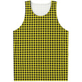 Yellow And Black Check Pattern Print Men's Tank Top