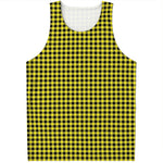 Yellow And Black Check Pattern Print Men's Tank Top