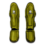 Yellow And Black Check Pattern Print Muay Thai Shin Guard