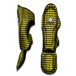 Yellow And Black Check Pattern Print Muay Thai Shin Guard