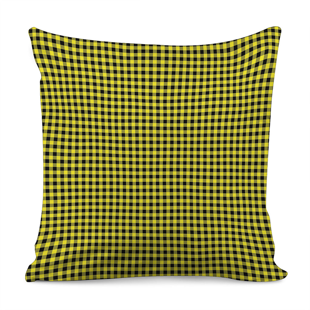 Yellow And Black Check Pattern Print Pillow Cover
