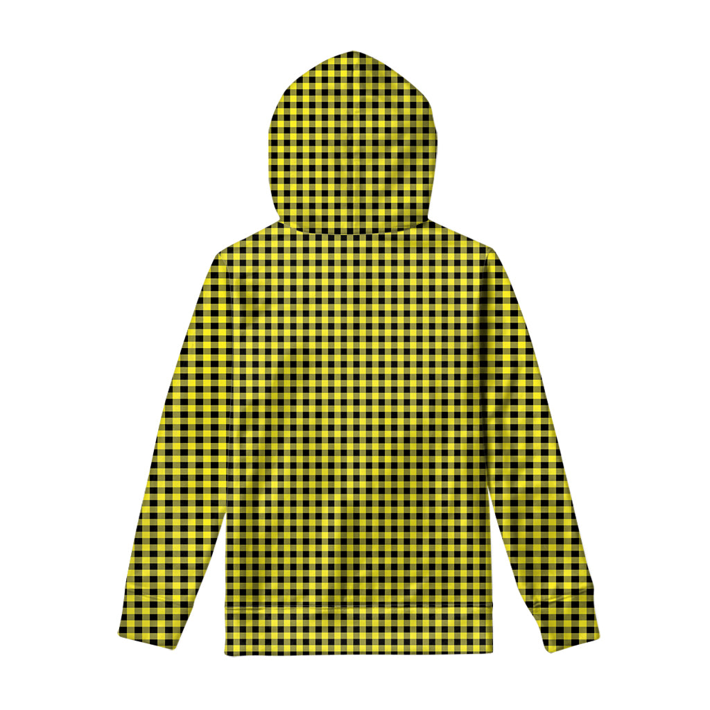 Yellow And Black Check Pattern Print Pullover Hoodie