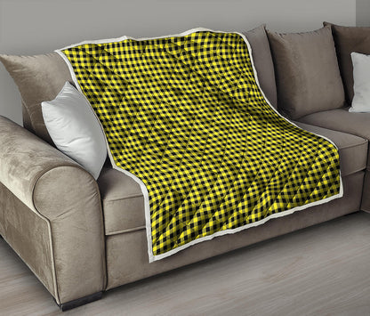 Yellow And Black Check Pattern Print Quilt