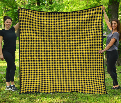Yellow And Black Check Pattern Print Quilt