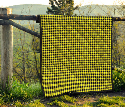 Yellow And Black Check Pattern Print Quilt