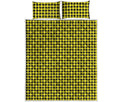 Yellow And Black Check Pattern Print Quilt Bed Set