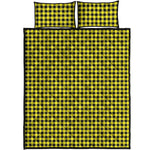Yellow And Black Check Pattern Print Quilt Bed Set