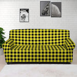 Yellow And Black Check Pattern Print Sofa Cover