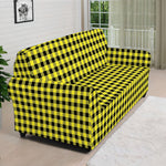 Yellow And Black Check Pattern Print Sofa Cover