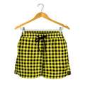 Yellow And Black Check Pattern Print Women's Shorts
