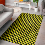 Yellow And Black Checkered Pattern Print Area Rug