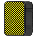 Yellow And Black Checkered Pattern Print Car Center Console Cover