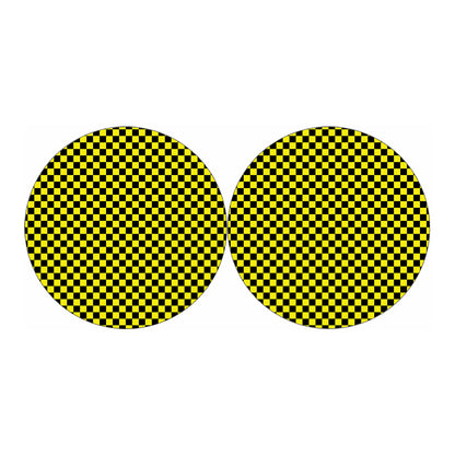 Yellow And Black Checkered Pattern Print Car Coasters