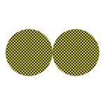 Yellow And Black Checkered Pattern Print Car Coasters