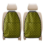 Yellow And Black Checkered Pattern Print Car Seat Organizers