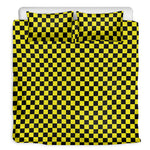Yellow And Black Checkered Pattern Print Duvet Cover Bedding Set