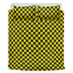 Yellow And Black Checkered Pattern Print Duvet Cover Bedding Set