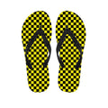 Yellow And Black Checkered Pattern Print Flip Flops