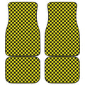 Yellow And Black Checkered Pattern Print Front and Back Car Floor Mats