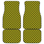 Yellow And Black Checkered Pattern Print Front and Back Car Floor Mats