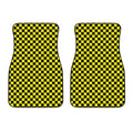 Yellow And Black Checkered Pattern Print Front Car Floor Mats
