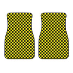 Yellow And Black Checkered Pattern Print Front Car Floor Mats