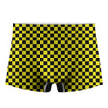 Yellow And Black Checkered Pattern Print Men's Boxer Briefs