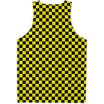 Yellow And Black Checkered Pattern Print Men's Tank Top
